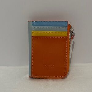 Colisco wearable Card Holder W/ Zippered Wallet Multicolored, Orange